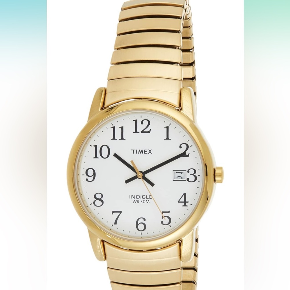 Vintage Gold tone Timex Indiglo WR 30aa easy reader watch  new battery